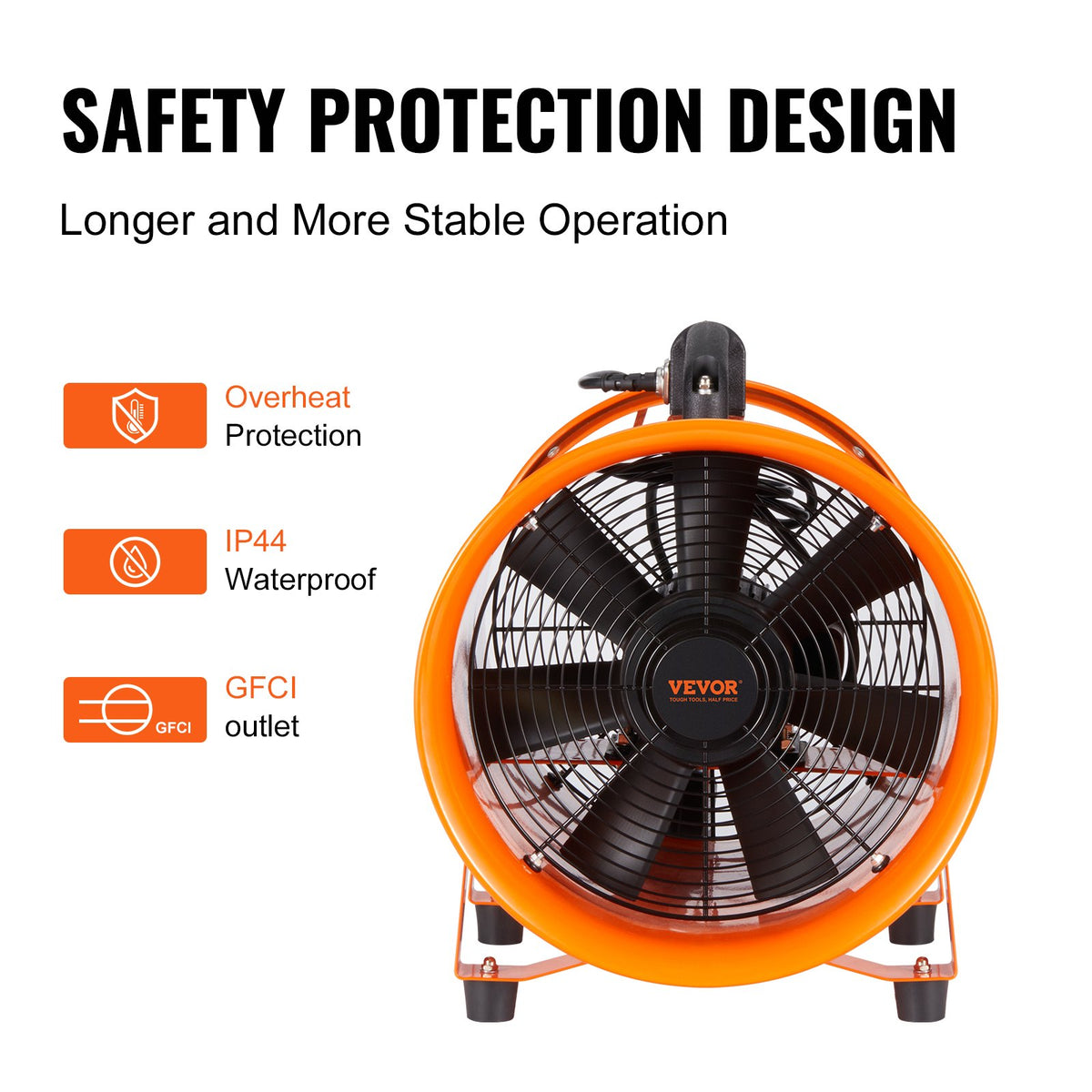 VEVOR Portable Fan, 406.4 mm Heavy Duty Cylindrical Fan with 10 m Air Duct, 900W Powerful Shop Exhaust Fan 5175CFM, Industrial Universal Fan for Dust, Smoke and Odour Extraction at Home/Workplace