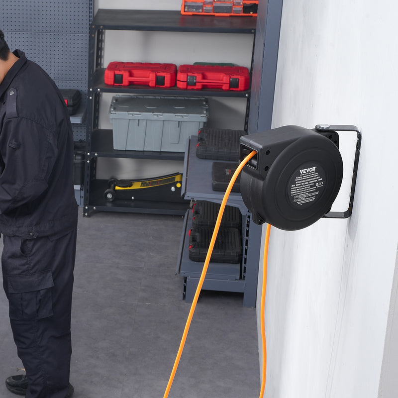 VEVOR 1000W automātiski ievelkama pagarinātāja spole ar 9 m strāvas vadu, 1 m ievadvadvads