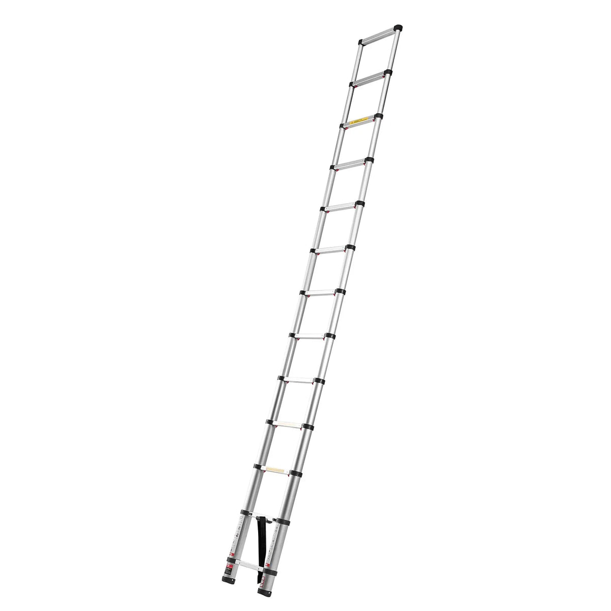 VEVOR 3.8 m Telescopic Aluminium Ladder, Lightweight Multifunctional Folding Extendable Ladder with One-Touch Lowering Mechanism, Maximum Load 150 kg, with Non-Slip Feet, Suitable for Home, Outdoor Work and Lofts