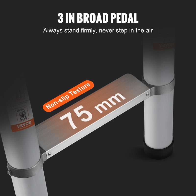 VEVOR teleskopiskās alumīnija kāpnes 4,6 m, daudzfunkcionālas, pārnēsājamas, 180 kg slodze