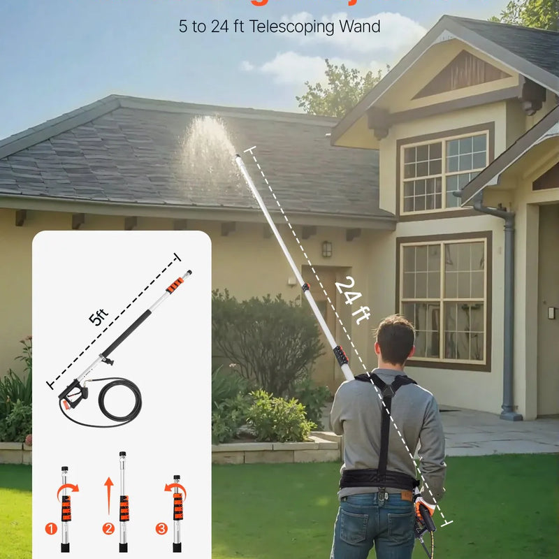 Augstspiediena teleskopiskā strūkla 6,4 m 276 bar