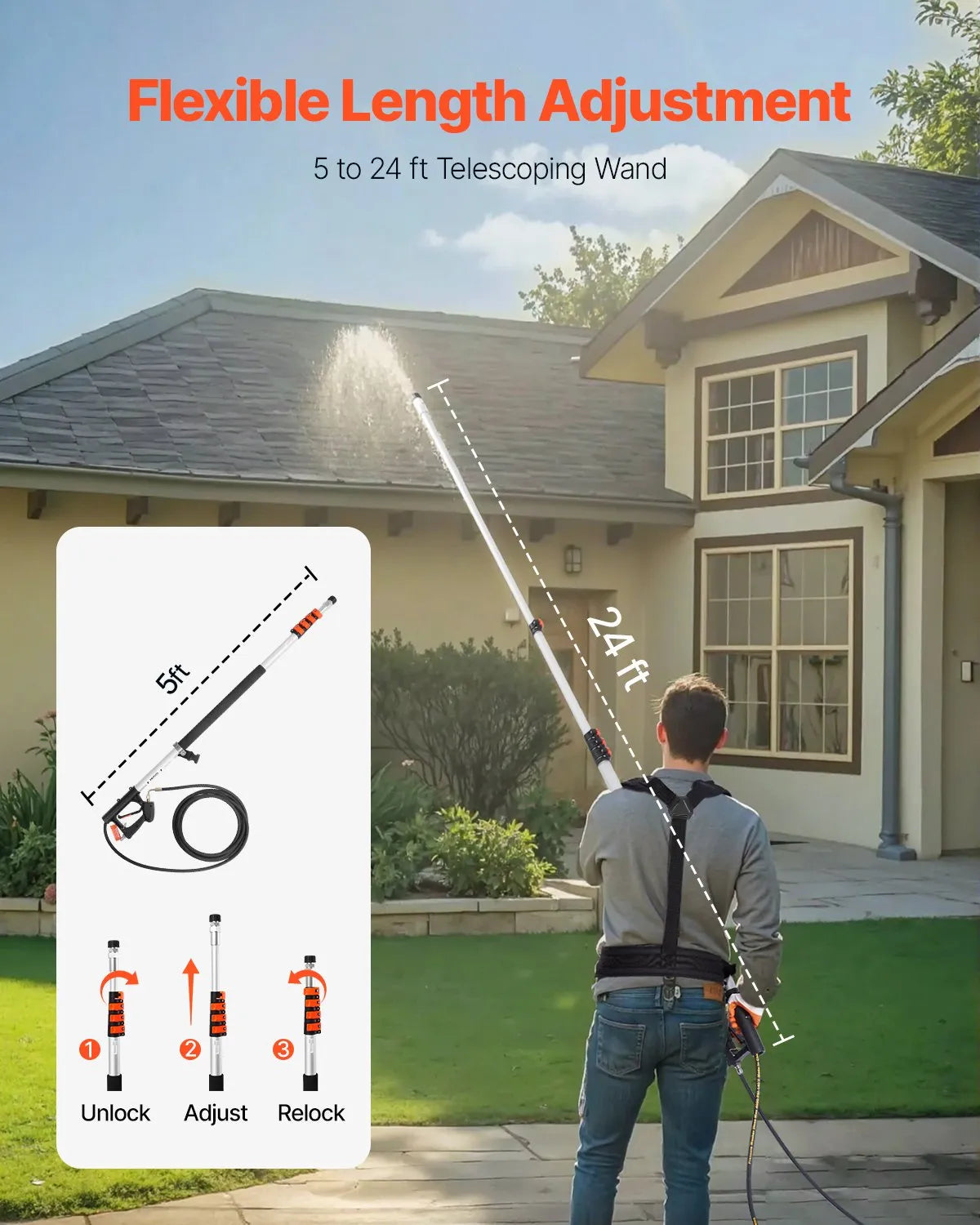 High-pressure telescopic lance 6.4 m 276 bar