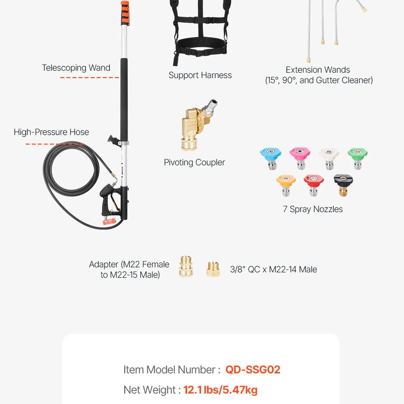 Augstspiediena teleskopiskā strūkla 6,4 m 276 bar