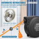 VEVOR 1600W automātiski ievelkama pagarinātāja spole ar 15 m strāvas vadu, 1 m ievadvadvads
