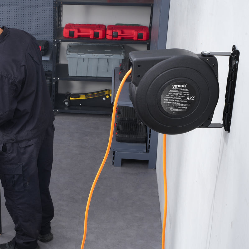VEVOR 1000W automātiski ievelkama pagarinātāja spole ar 15 m strāvas vadu, 1 m ievadvadvads