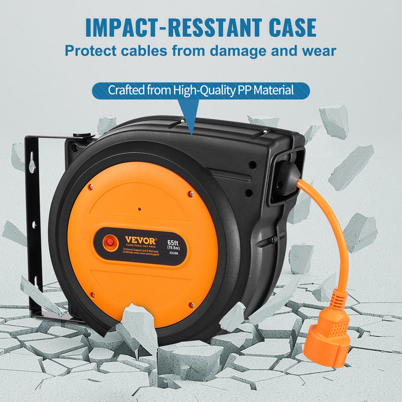 VEVOR 1600W automātiski ievelkama pagarinātāja spole ar 19 m strāvas vadu, 1 m ievadvadvads