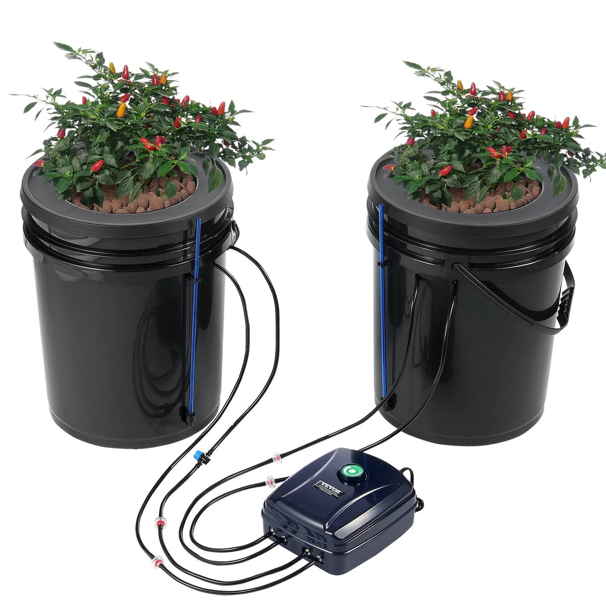 DWC Hydroponic Growing System with Deep Water Culture and Top Drip Feeding, 2 Tanks