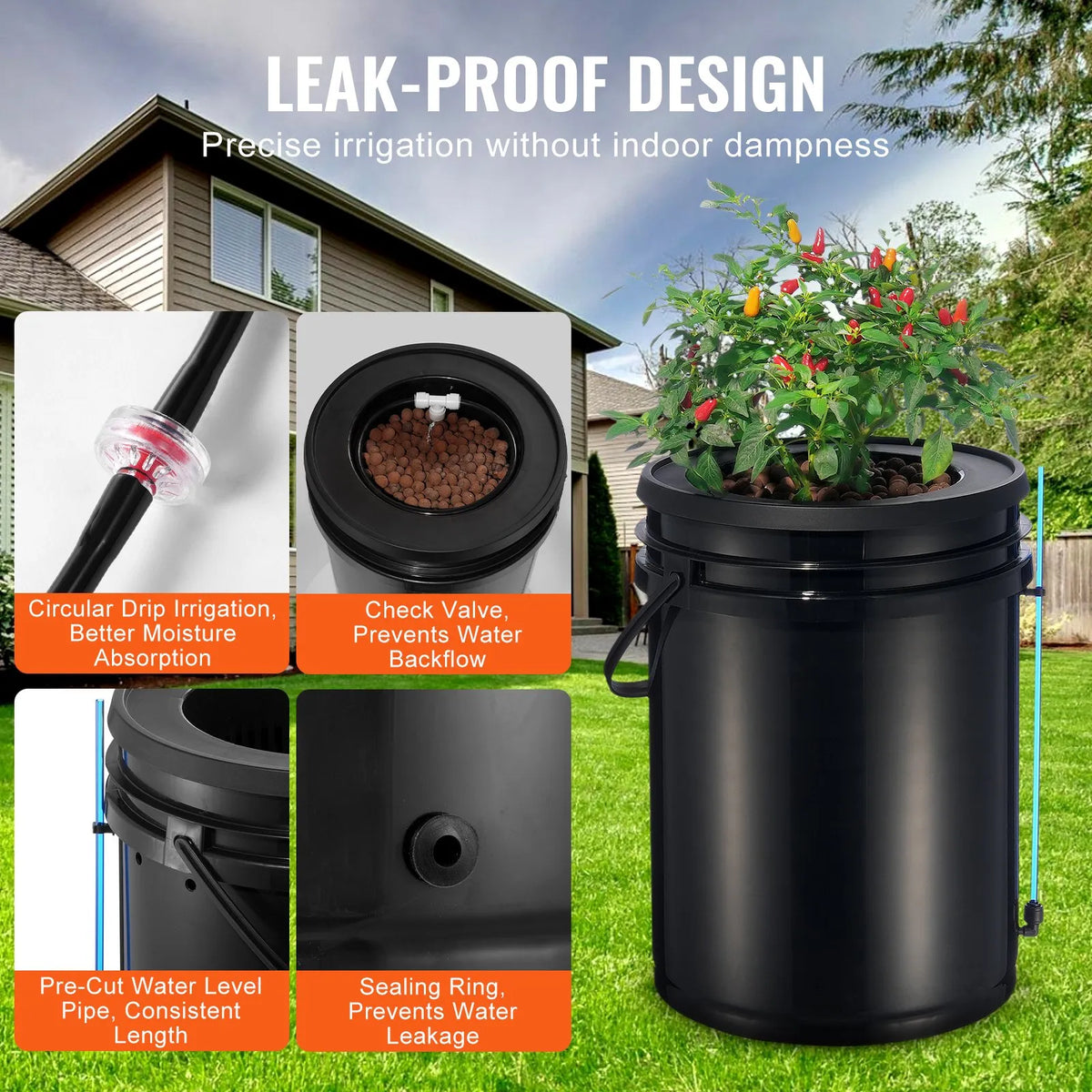 DWC Hydroponic Growing System with Deep Water Culture and Top Drip Feeding, 2 Tanks