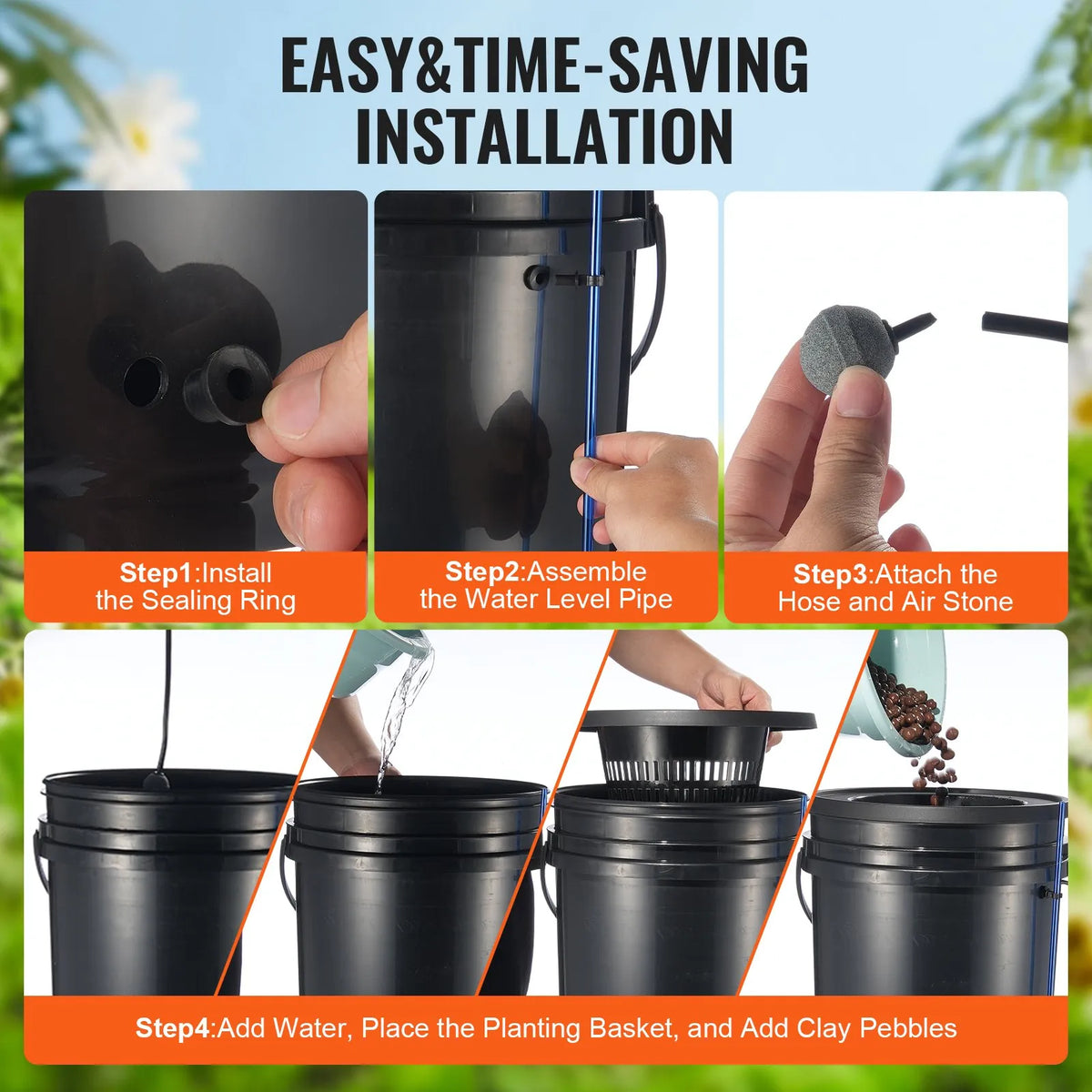 DWC Hydroponic Growing System with Deep Water Culture and Top Drip Feeding, 2 Tanks