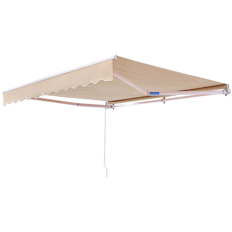VEVOR manuāli izvelkama terases markīze 244 × 213 cm ar kloķi, ūdensizturīgs saulessargs balkonam un terasei