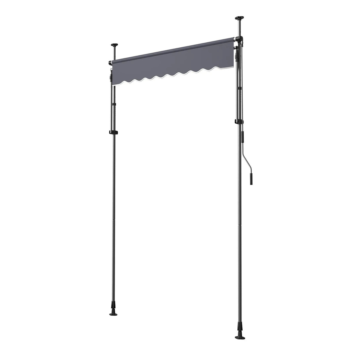 VEVOR Manual Retractable Awning 150 cm, Height-Adjustable Sunshade with Crank for Terrace, Garden and Balcony, Dark Grey