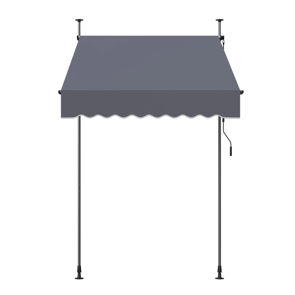 VEVOR Manual Retractable Awning 150 cm, Height-Adjustable Sunshade with Crank for Terrace, Garden and Balcony, Dark Grey