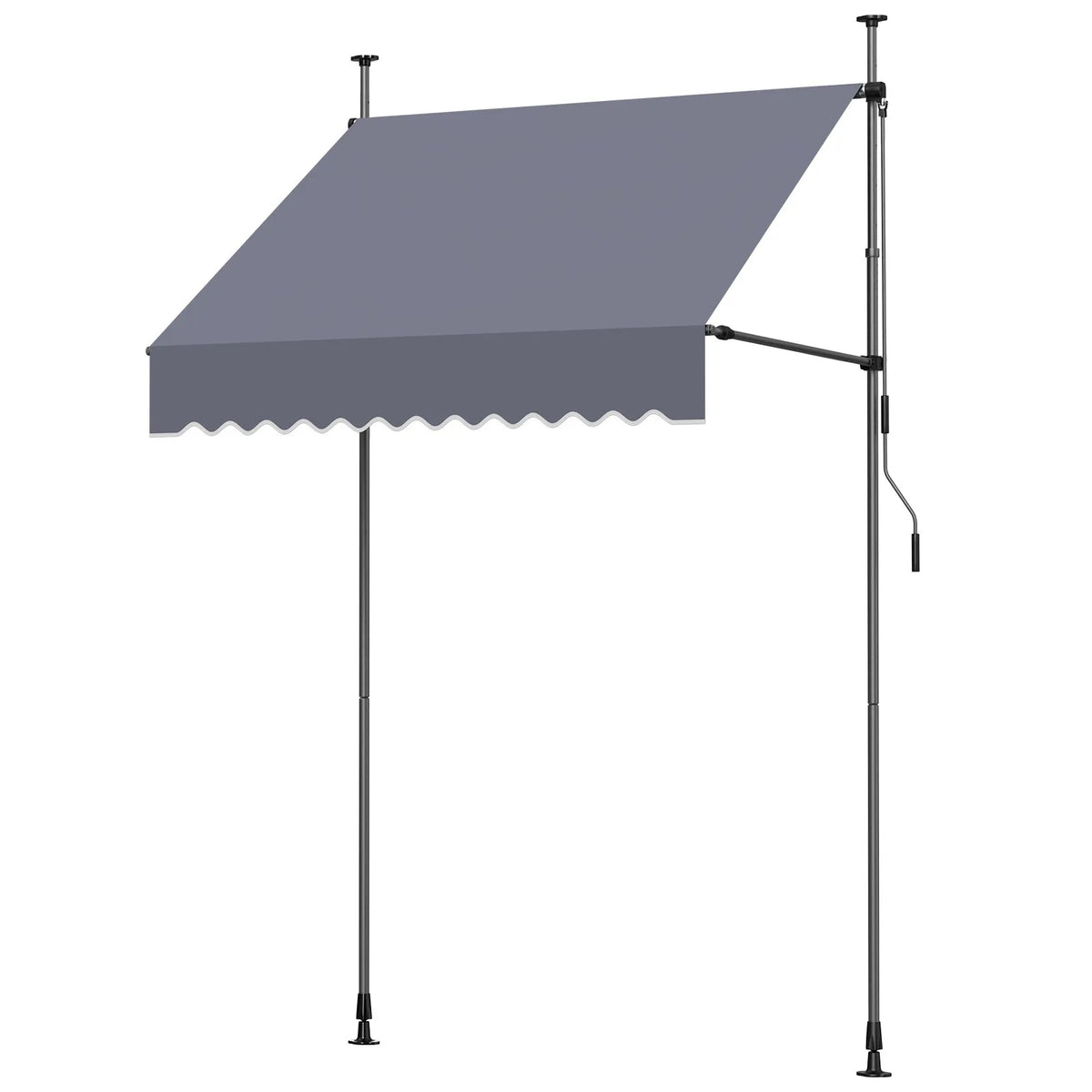 VEVOR Manual Retractable Awning 150 cm, Height-Adjustable Sunshade with Crank for Terrace, Garden and Balcony, Dark Grey
