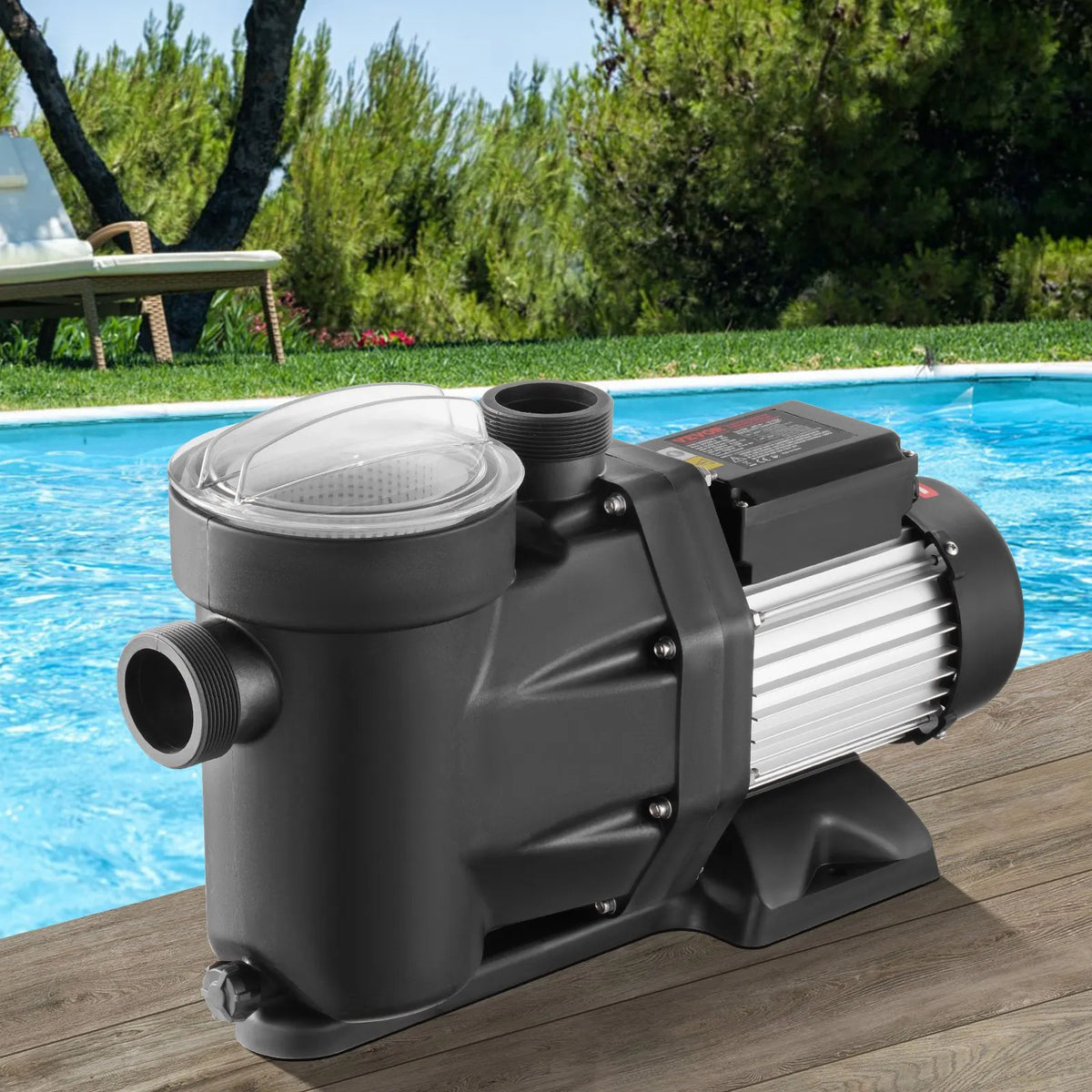 VEVOR virszemes baseina sūknis, 1100 W, 220–240 V, divu ātrumu 1450/2860 apgr./min, maksimālā plūsma 27 800 l/h, energoefektīvs baseina sūknis ar CE sertifikāciju