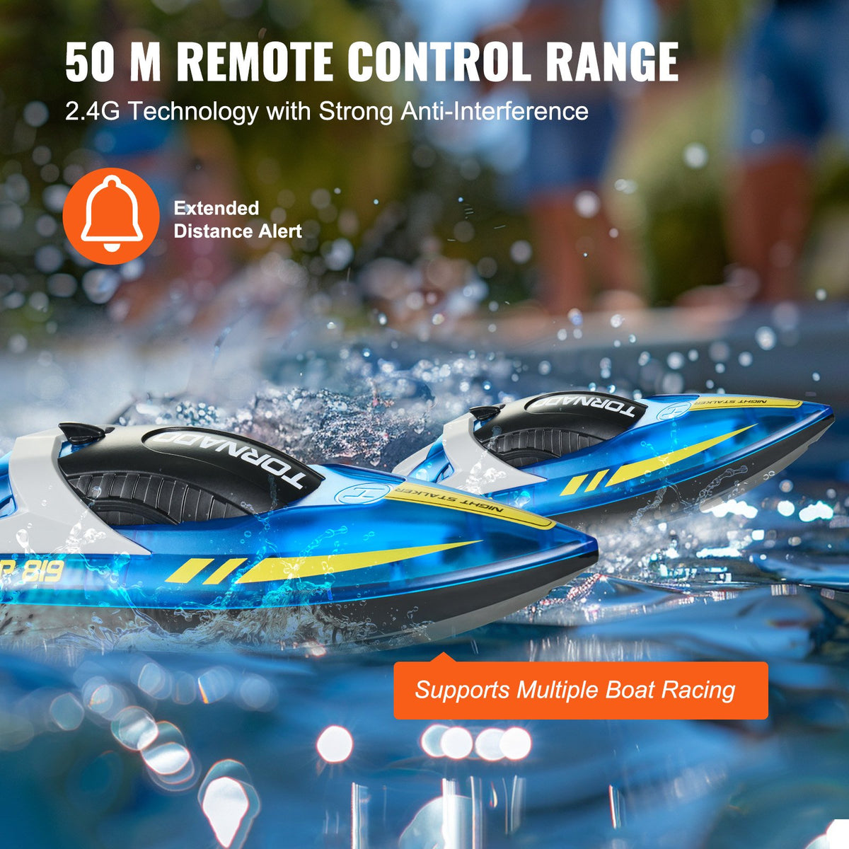 VEVOR RC-võidusõidupaat 2,4 GHz, 12 km/h, LED-iga, sinine