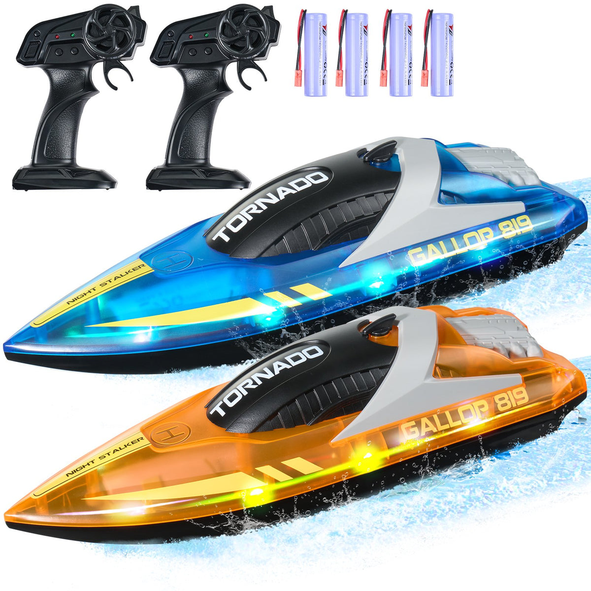 VEVOR RC Racing Boats 2 pcs, 2.4 GHz, 12 km/h, with LED