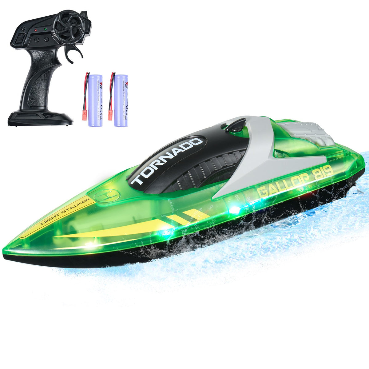 VEVOR RC-võidusõidupaat 2,4 GHz, 12 km/h, LED-iga, roheline