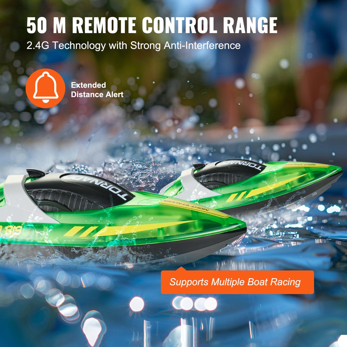VEVOR RC-võidusõidupaat 2,4 GHz, 12 km/h, LED-iga, roheline