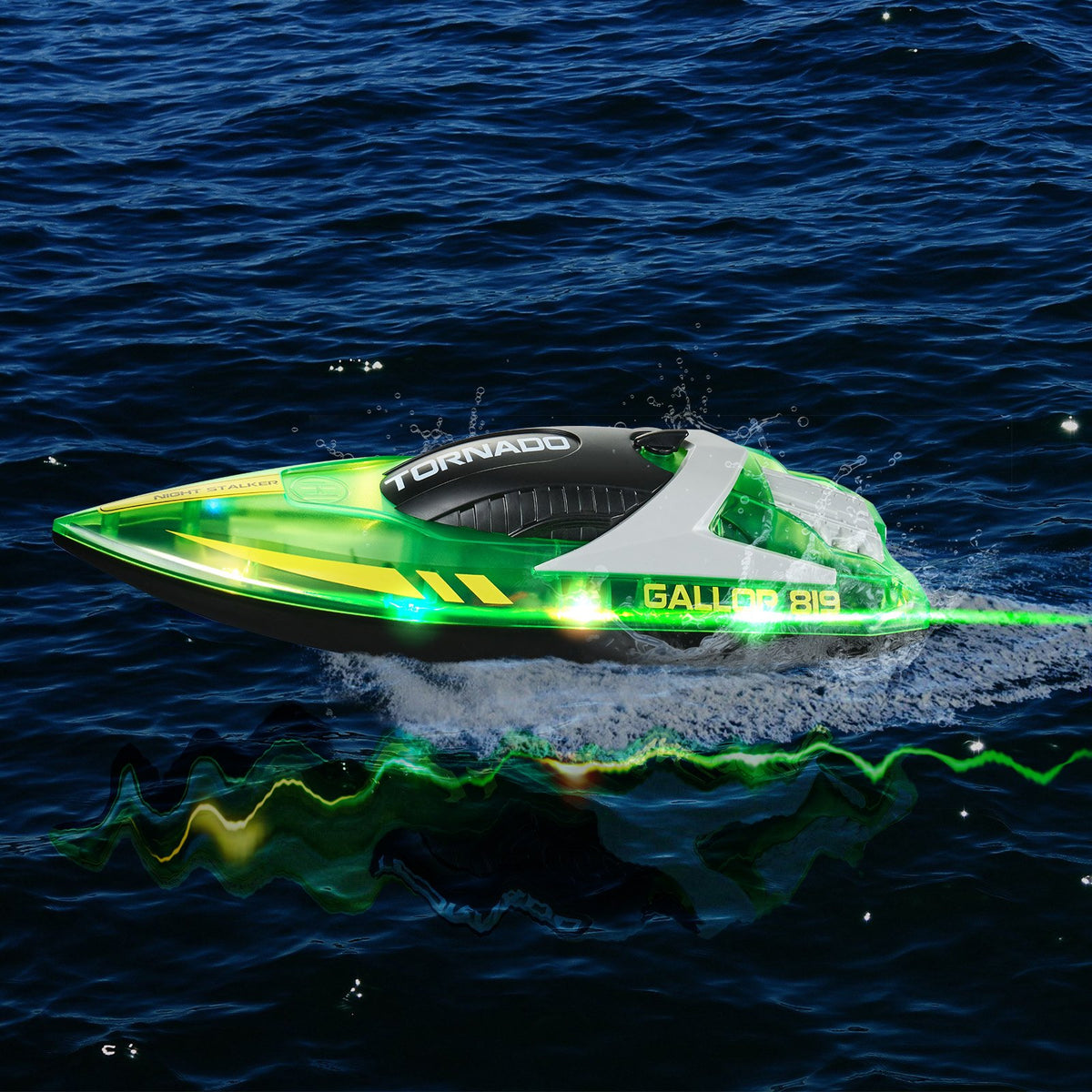 VEVOR RC-võidusõidupaat 2,4 GHz, 12 km/h, LED-iga, roheline