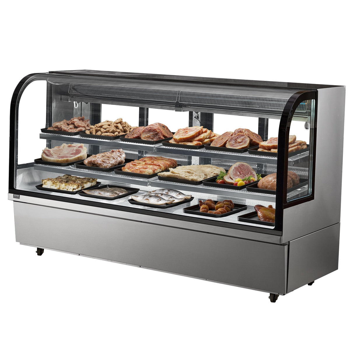 VEVOR Bakery Display Refrigerator 901 L, 4 Shelves, LED Lighting and Wheels