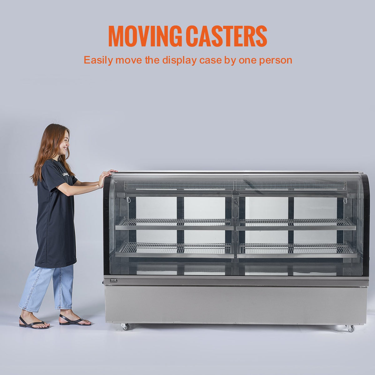 VEVOR Bakery Display Refrigerator 901 L, 4 Shelves, LED Lighting and Wheels