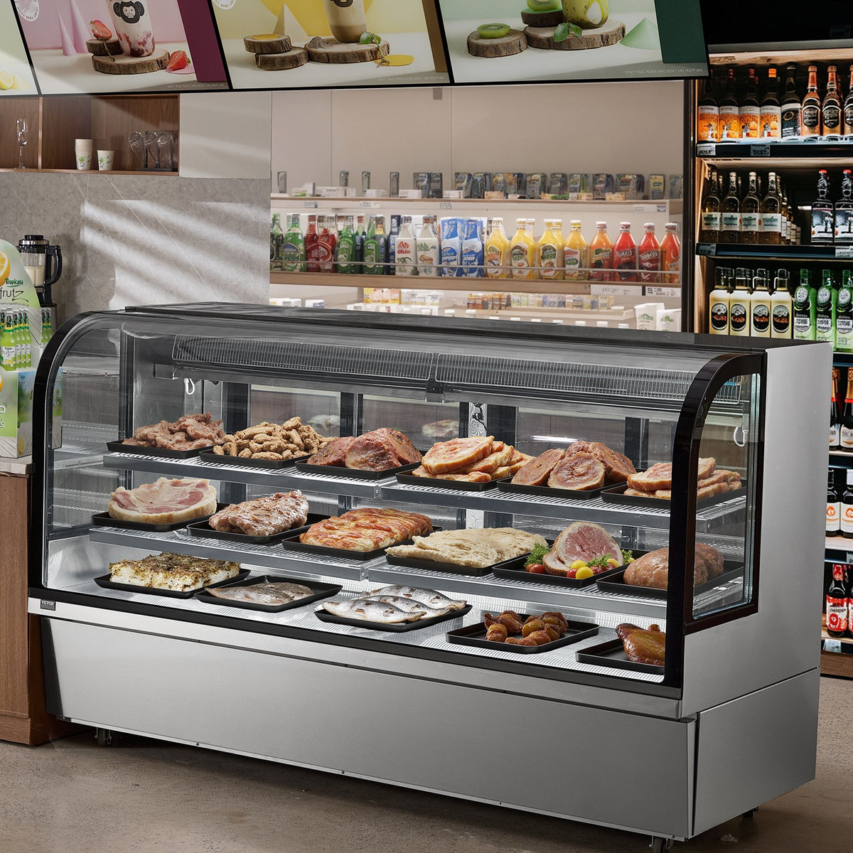VEVOR Bakery Display Refrigerator 901 L, 4 Shelves, LED Lighting and Wheels