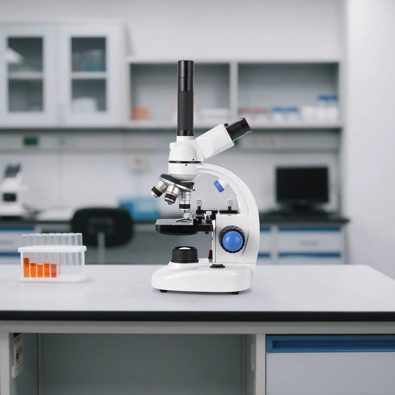 VEVOR trīnokulārais mikroskops pieaugušajiem, profesionāls saliktais mikroskopa komplekts ar 40-5000× palielinājumu, alumīnija sakausējuma korpusu, LED apgaismojumu un tālruņa turētāju, piemērots laboratorijām, skolām un izglītībai mājās