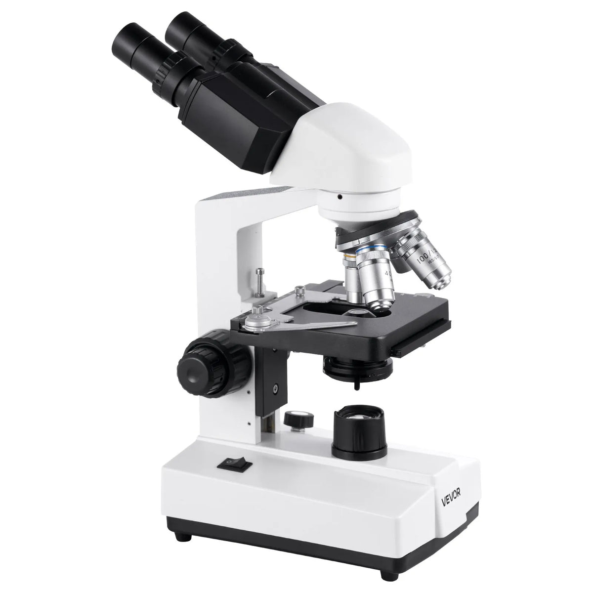 VEVOR Binocular Microscope for Adults, Professional Compound Microscope Kit with 40–5000× Magnification, Dual-Layer Specimen Stage and Dual Eyepiece Sets, Aluminium Alloy Body, LED Illumination and Phone Holder