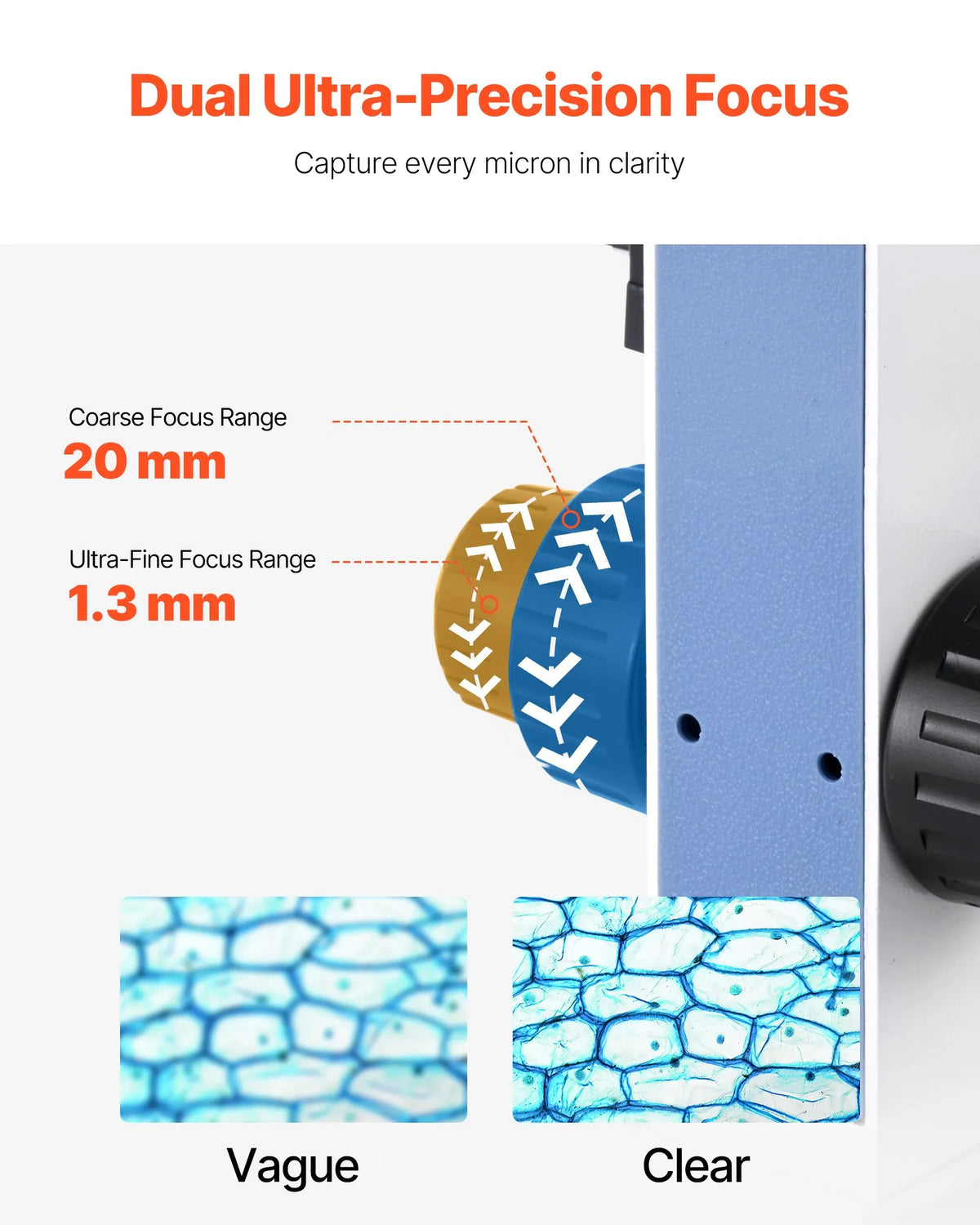 VEVOR Binocular Microscope for Adults, Professional Compound Microscope Kit with 40–5000× Magnification, Dual-Layer Specimen Stage and Dual Eyepiece Sets, Aluminium Alloy Body, LED Illumination and Phone Holder