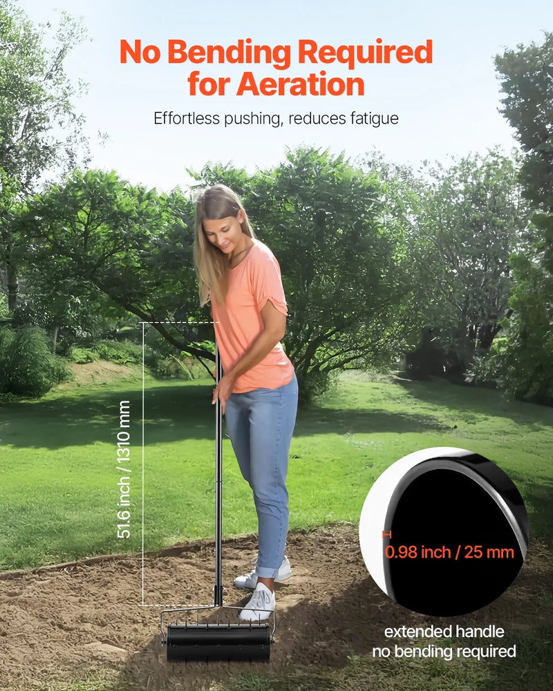 Zāliena aerators ar rullīti, 46 cm, manuāls, smags, melns