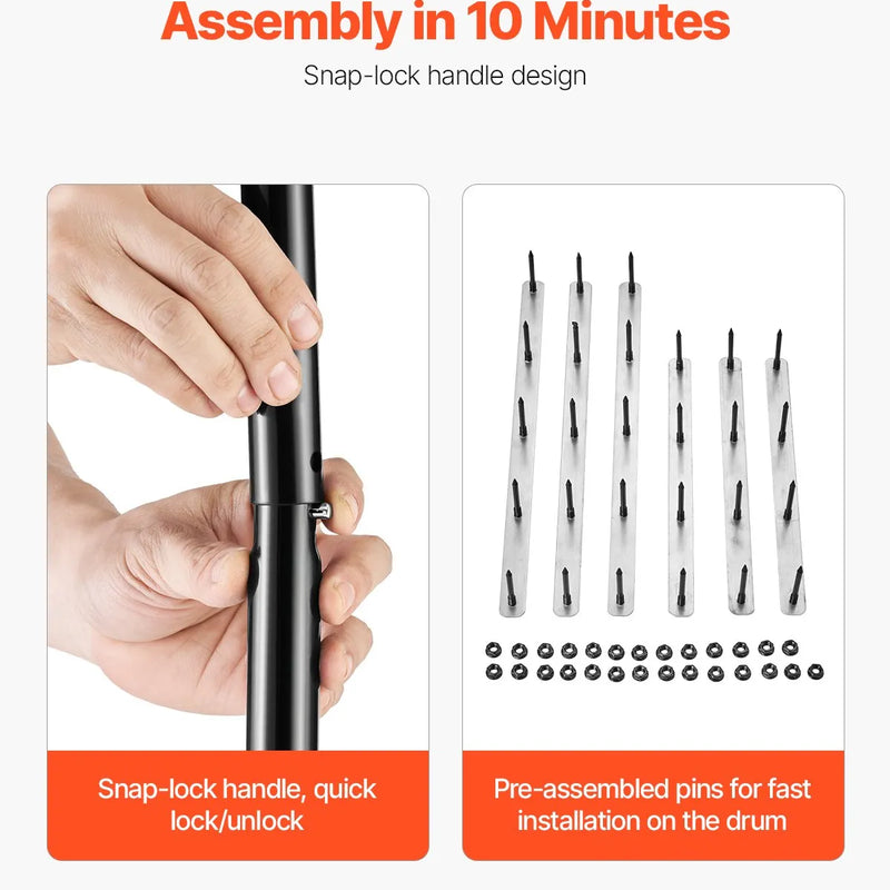 Zāliena aerators ar rullīti, 46 cm, manuāls, smags, melns