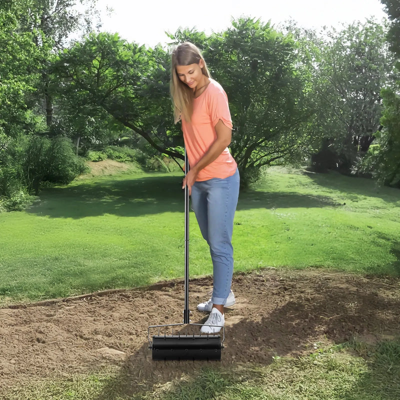 Zāliena aerators ar rullīti, 46 cm, manuāls, smags, melns