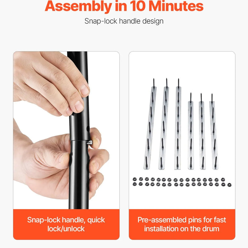 Zāliena aerators ar rullīti, 53 cm, manuāls, smags, melns