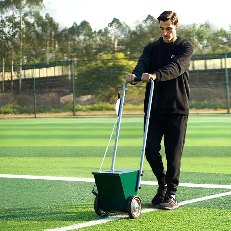 Sausās līnijas marķieris ar 2 riteņiem, 5,1 vai 10,2 cm līnijām, izturīgs tērauda krīta izkliedētājs 11,3 kg