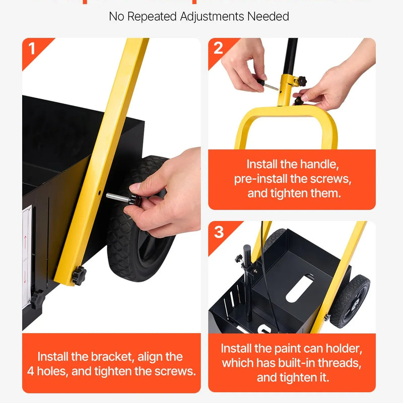 Līniju marķēšanas ratiņi 61 × 33 × 90 cm līniju marķēšanas iekārta, melna