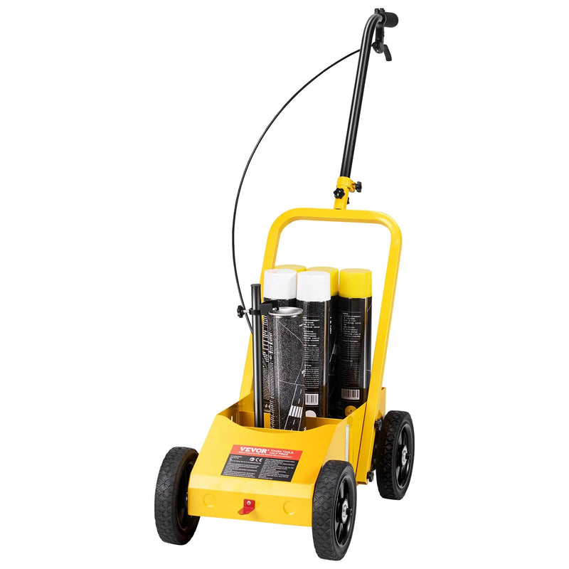 Līniju marķēšanas ratiņi 610 × 330 × 900 mm, regulējams līnijas platums, dzelteni