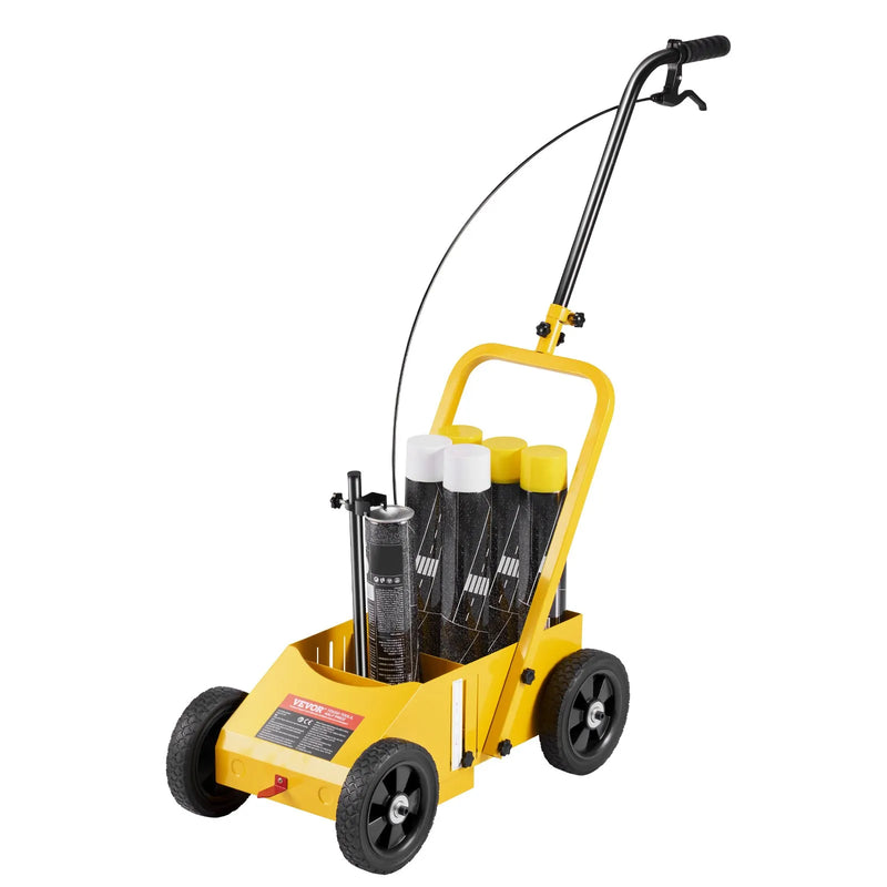 Līniju marķēšanas ratiņi 610 × 330 × 900 mm, regulējams līnijas platums, dzelteni