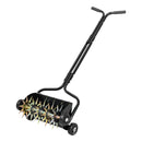 VEVOR zāliena aerators 45 cm manuāls stumjams ar 4 riteņiem un rokturi, ar iespēju pievienot līdz 18 kg svaru, izturīgs augsnes aerācijas instruments dārzam un zāliena kopšanai - ZEMLETES.LV
