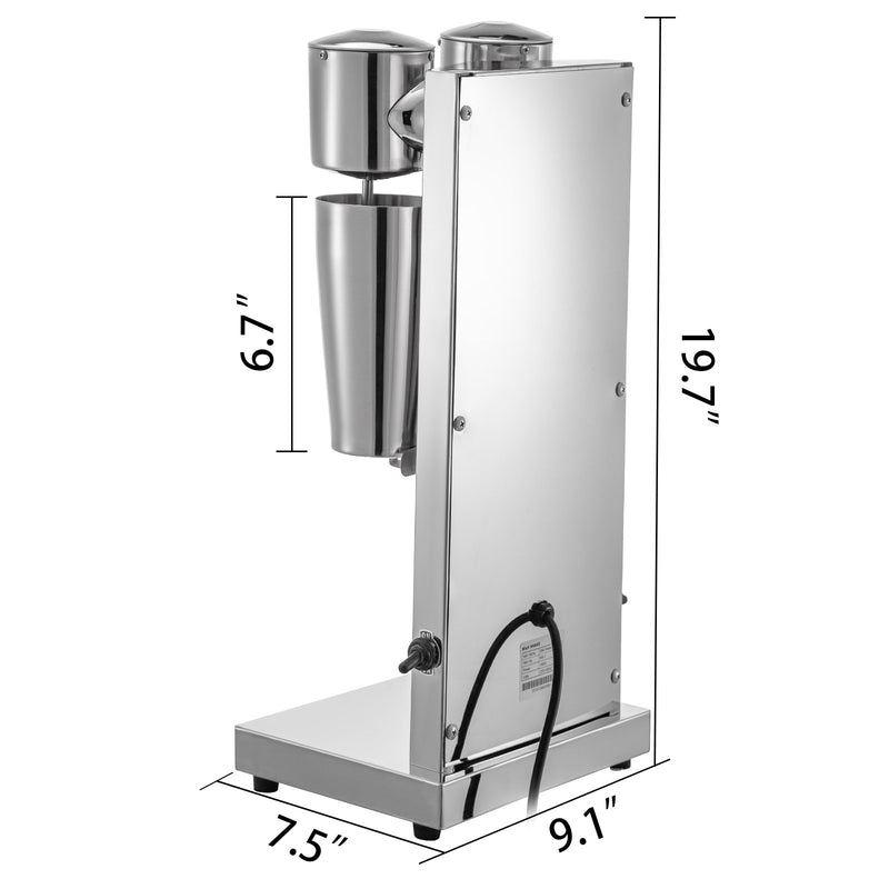 VEVOR Elektriskais Piena Kokteiļu Veidotājs, 180W, 2 Galviņas, 800ml Krūze, 2 Ātrumu Regulēšana