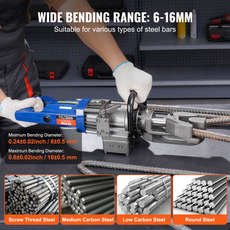 VEVOR 1000W elektriskais hidrauliskais armatūras locītājs - locīšana līdz 6-16 mmi (