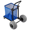 VEVOR pludmales ratiņi ar lieliem riteņiem smiltīm, kravnesība 75 kg, salokāmi pastiprināti ratiņi ar 320 mm balona tipa riteņiem, uzglabāšanas soma, 180° regulējams rokturis, piemēroti kempingam, makšķerēšanai un dārza darbiem - ZEMLETES.LV