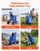 VEVOR pludmales ratiņi ar lieliem riteņiem smiltīm, kravnesība 75 kg, salokāmi pastiprināti ratiņi ar 320 mm balona tipa riteņiem, uzglabāšanas soma, 180° regulējams rokturis, piemēroti kempingam, makšķerēšanai un dārza darbiem - ZEMLETES.LV