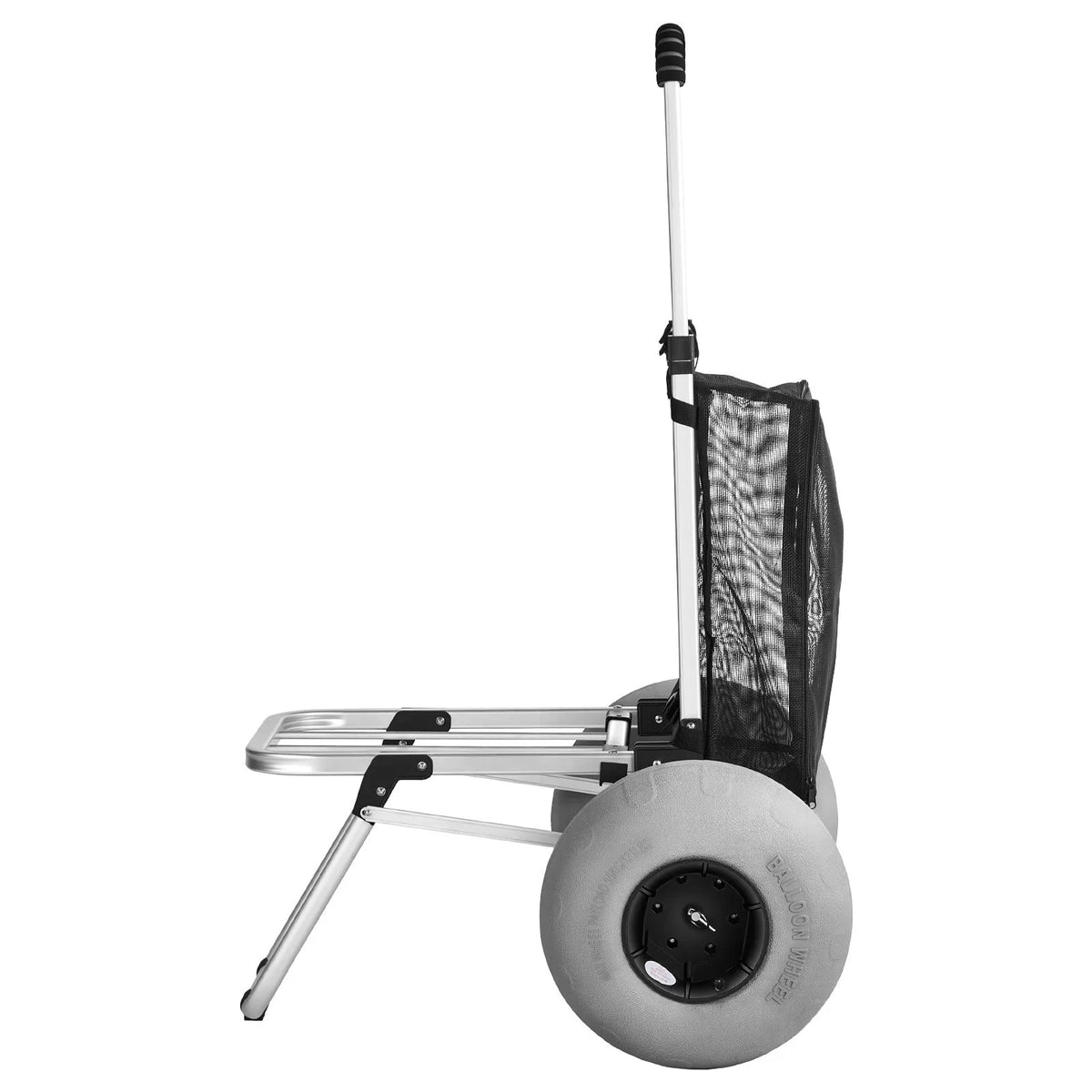 VEVOR pludmales ratiņi ar lieliem riteņiem smiltīm, kravas platforma 505 x 374 mm, salokāmi ratiņi ar 320 mm balona tipa riteņiem, kravnesība 75 kg, regulējams augstums 860–1160 mm, pastiprināta konstrukcija pludmalei un kempingam - ZEMLETES.LV
