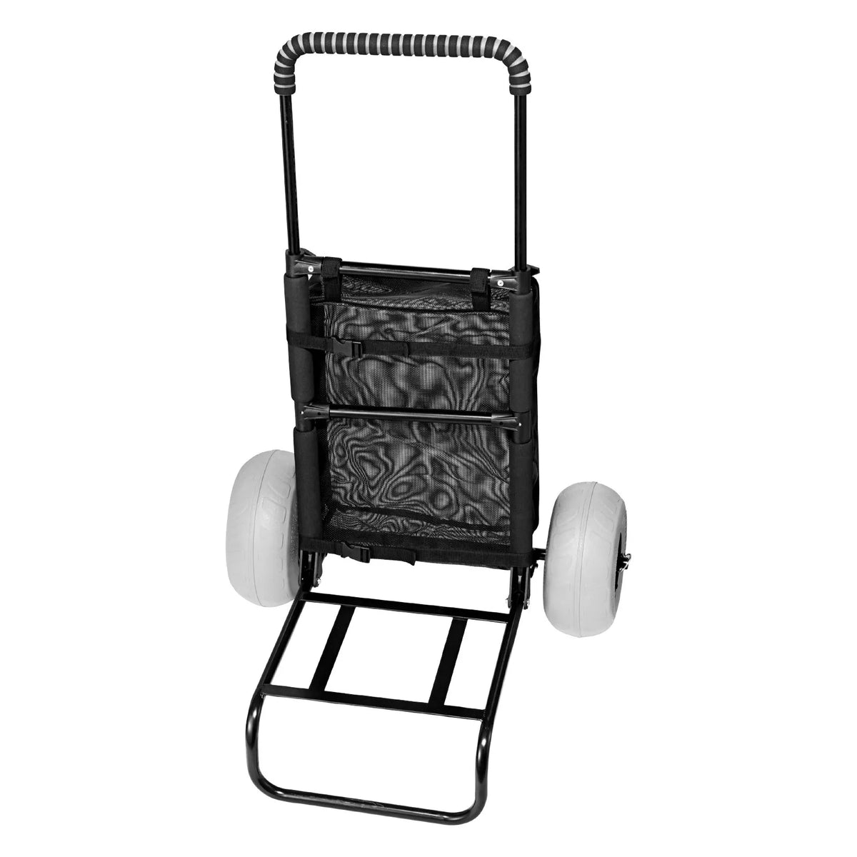 VEVOR pludmales ratiņi ar lieliem riteņiem smiltīm, kravas platforma 511 x 371 mm, 22,9 cm balona tipa riteņi, kravnesība 74,8 kg, salokāmi ratiņi ar regulējamu augstumu 691–1140 mm, pastiprināta konstrukcija pludmalei - ZEMLETES.LV