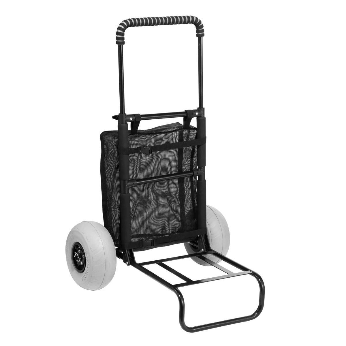 VEVOR pludmales ratiņi ar lieliem riteņiem smiltīm, kravas platforma 511 x 371 mm, 22,9 cm balona tipa riteņi, kravnesība 74,8 kg, salokāmi ratiņi ar regulējamu augstumu 691–1140 mm, pastiprināta konstrukcija pludmalei - ZEMLETES.LV