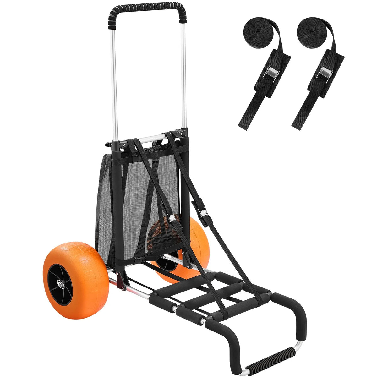 VEVOR pludmales transporta rati ar lieliem riteņiem smiltīm, kravnesība 75 kg, platforma 760 x 390 mm, 305 mm riteņi, salokāmi, regulējams augstums 686–1135 mm - ZEMLETES.LV