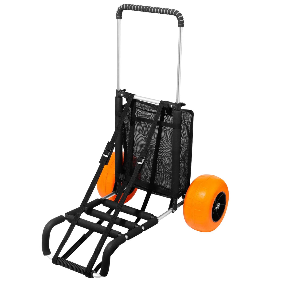 VEVOR pludmales transporta rati ar lieliem riteņiem smiltīm, kravnesība 75 kg, platforma 760 x 390 mm, 305 mm riteņi, salokāmi, regulējams augstums 686–1135 mm - ZEMLETES.LV
