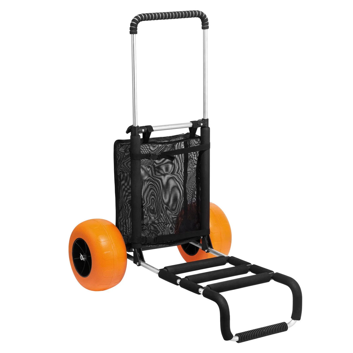 VEVOR pludmales transporta rati ar lieliem riteņiem smiltīm, kravnesība 75 kg, platforma 760 x 390 mm, 305 mm riteņi, salokāmi, regulējams augstums 686–1135 mm - ZEMLETES.LV