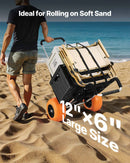 VEVOR pludmales transporta rati ar lieliem riteņiem smiltīm, kravnesība 75 kg, platforma 760 x 390 mm, 305 mm riteņi, salokāmi, regulējams augstums 686–1135 mm - ZEMLETES.LV