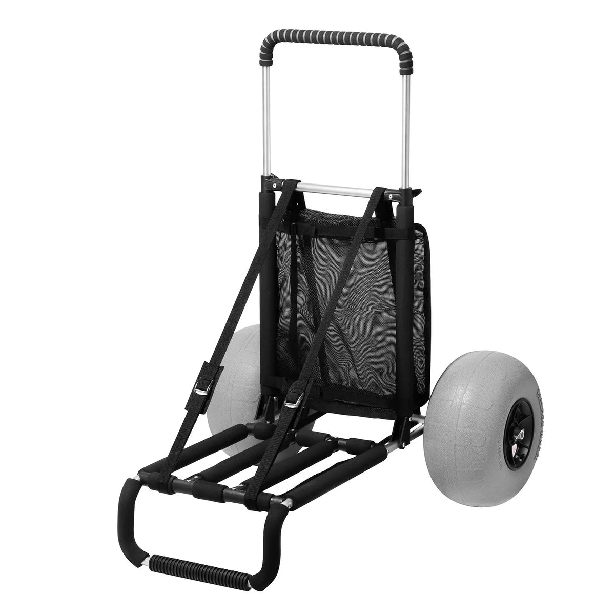 VEVOR pludmales ratiņi ar lieliem riteņiem smiltīm, kravas platforma 760 x 390 mm, 30,5 cm balona tipa riteņi, kravnesība 74,8 kg, salokāmi ratiņi ar regulējamu augstumu 685–1135 mm, pastiprināta konstrukcija pludmalei - ZEMLETES.LV